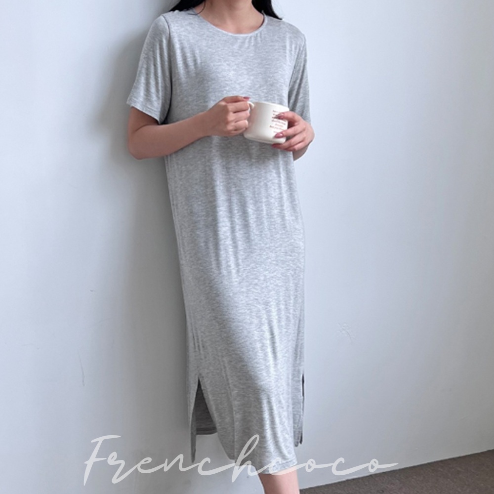 프렌치코코 여름 임부복 루즈핏 반팔 롱원피스 임산부 원피스 옆트임