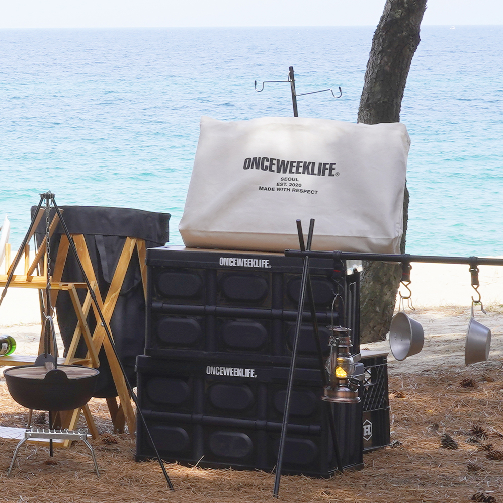 원스위크라이프 캠핑 폴딩 접이식 수납 박스 테이블 상판포함 블랙