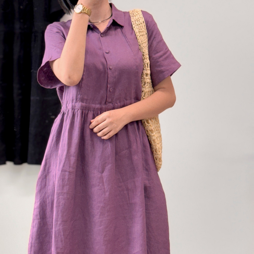 린넨 여름원피스 카라원피스 허리스트링 원피스