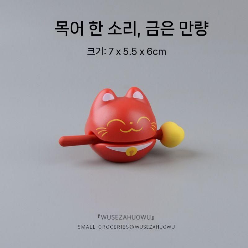 마네키네코 목탁 고양이 복을 부르는 감성 소품 마네키네코 화이트 - 상세 이미지 2
