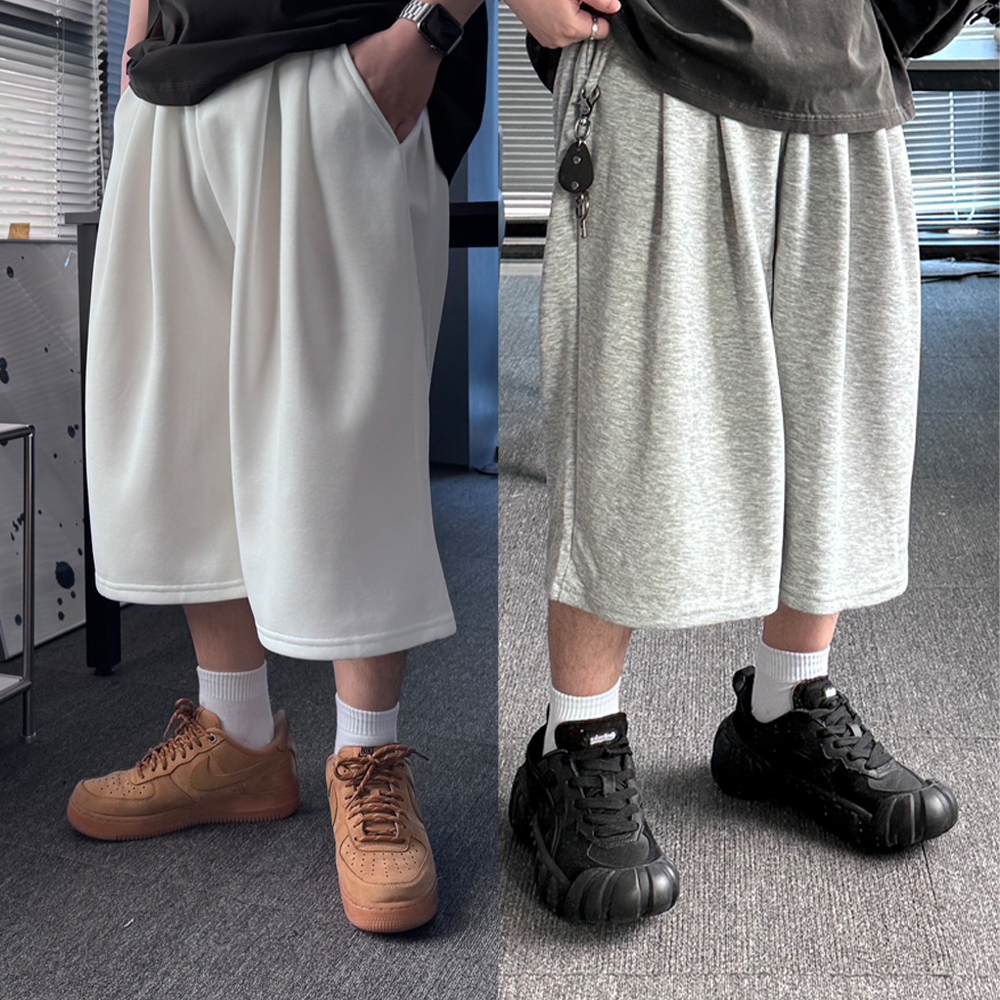 1+1 남자버뮤다팬츠 커플반바지 밴딩반바지 와이드반바지