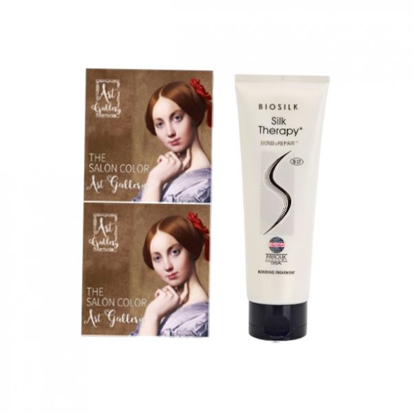 더 살롱 컬러 아트갤러리 새치커버 염색약 2개+실크테라피 트리트먼트 250ml : 디휴니