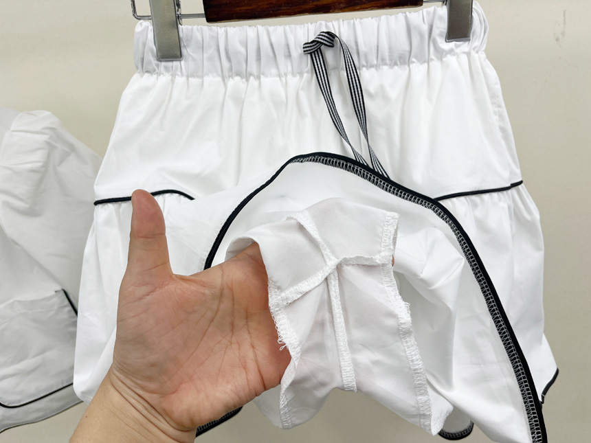 반디 스퀘어넥 배색 라인띠 어깨패드 퍼프 크롭 반팔자켓 플레어 밴딩 A라인 미니스커트 여름 투피스세트 (3color) 상세 이미지 34