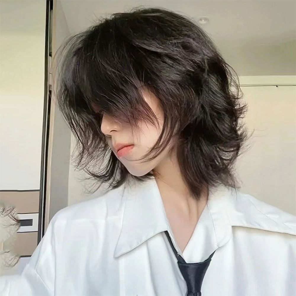 리프컷 전체 단발머리 내츄럴블랙 장발 생머리 긴머리 앞머리 스타일리쉬 울프컷 전체가발 가발 같은 넷 + 클립 내츄럴 블랙 - 상세 이미지 2