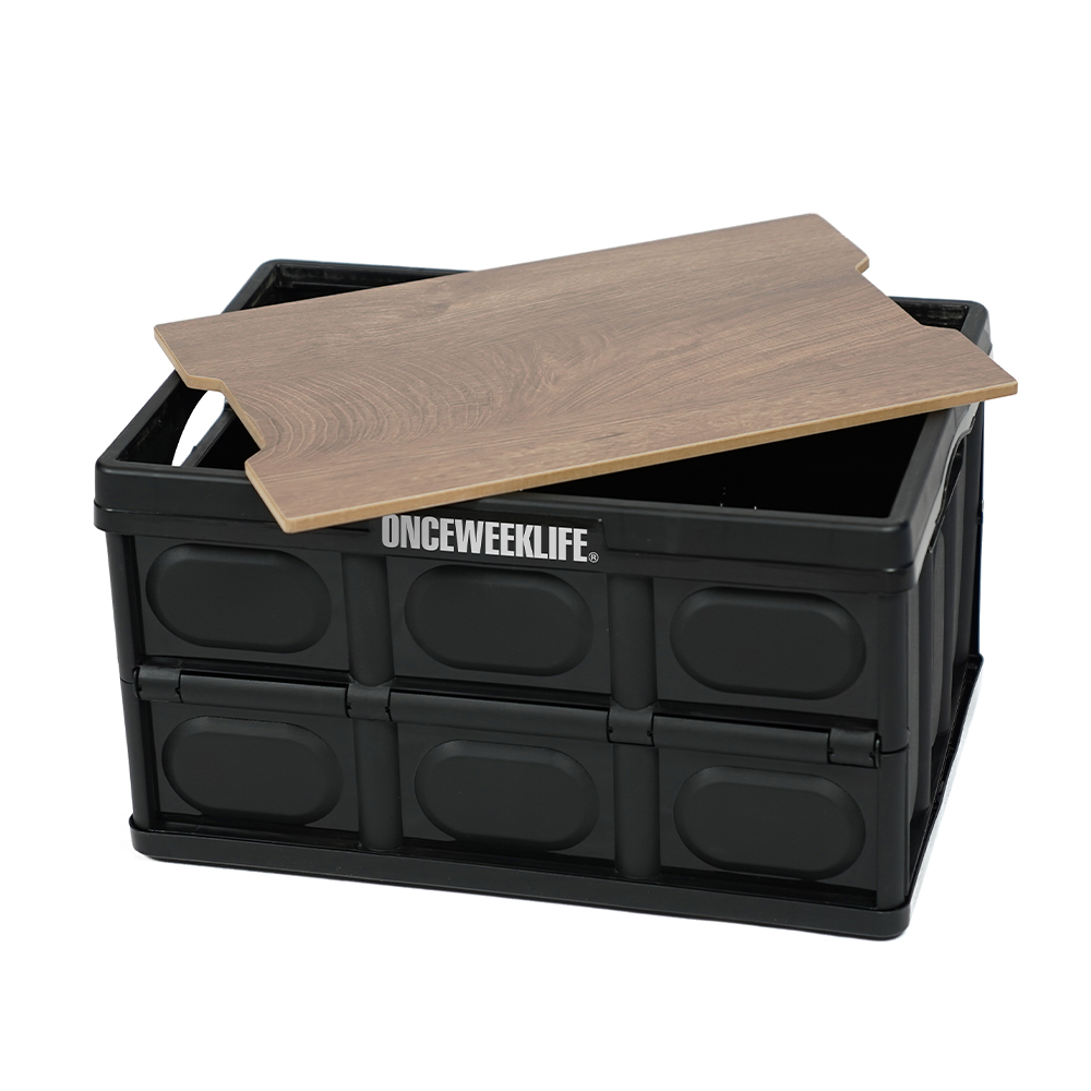 원스위크라이프 캠핑 폴딩 접이식 수납 박스 테이블 상판포함 블랙