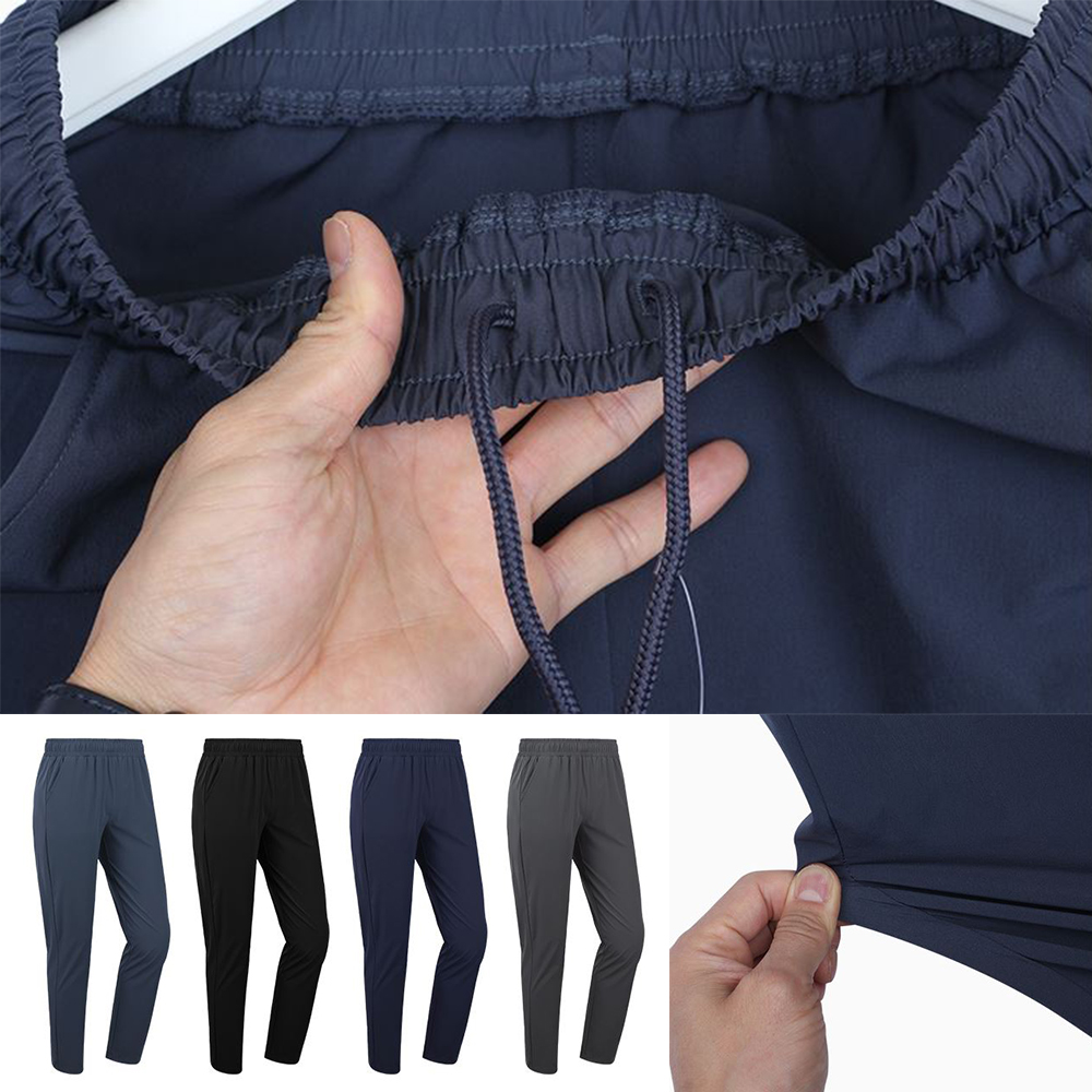 남성 아이스 팬츠 2벌 간절기 남자 냉감 스판 밴딩 바지 - 상품 이미지