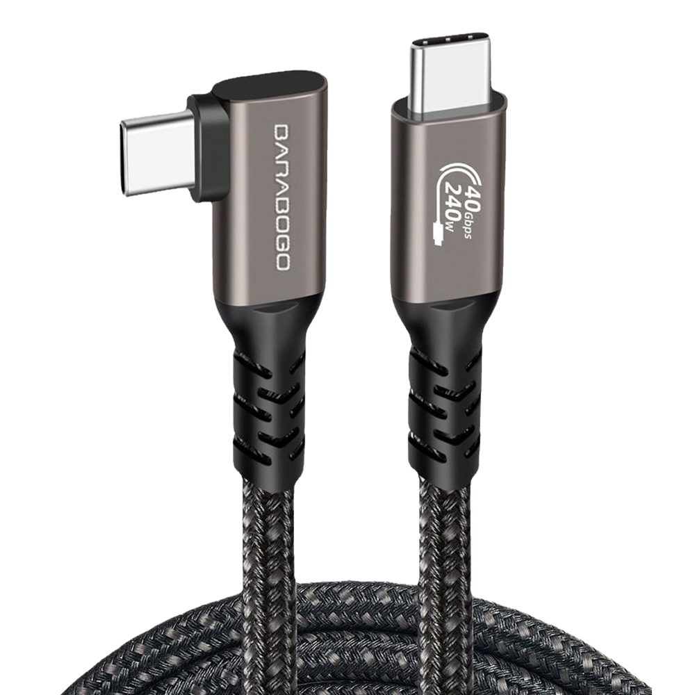 바라보고 USB4 C타입 ㄱ자형 고속충전 케이블 240W 40Gbps 그레이, 1개, 1.5m 이미지 6