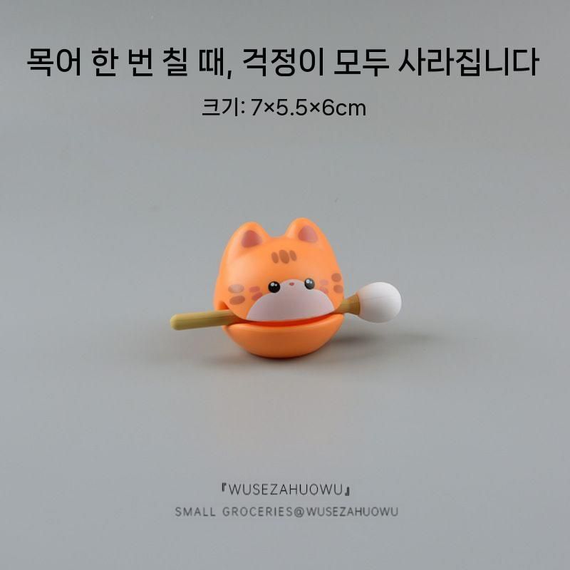 마네키네코 목탁 고양이 복을 부르는 감성 소품 마네키네코 화이트 - 상세 이미지 4