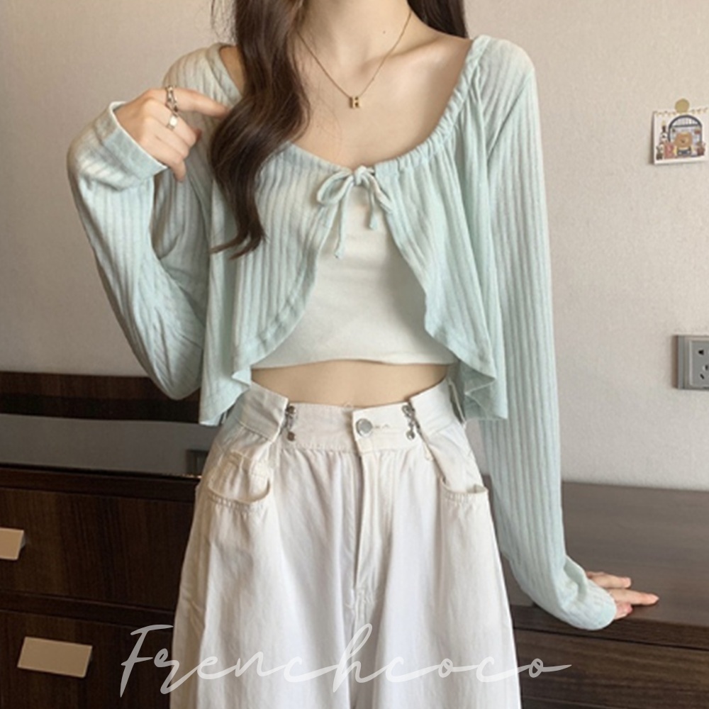 프렌치코코 걸치는 크롭가디건 볼레로 여리여리 - 메인 이미지