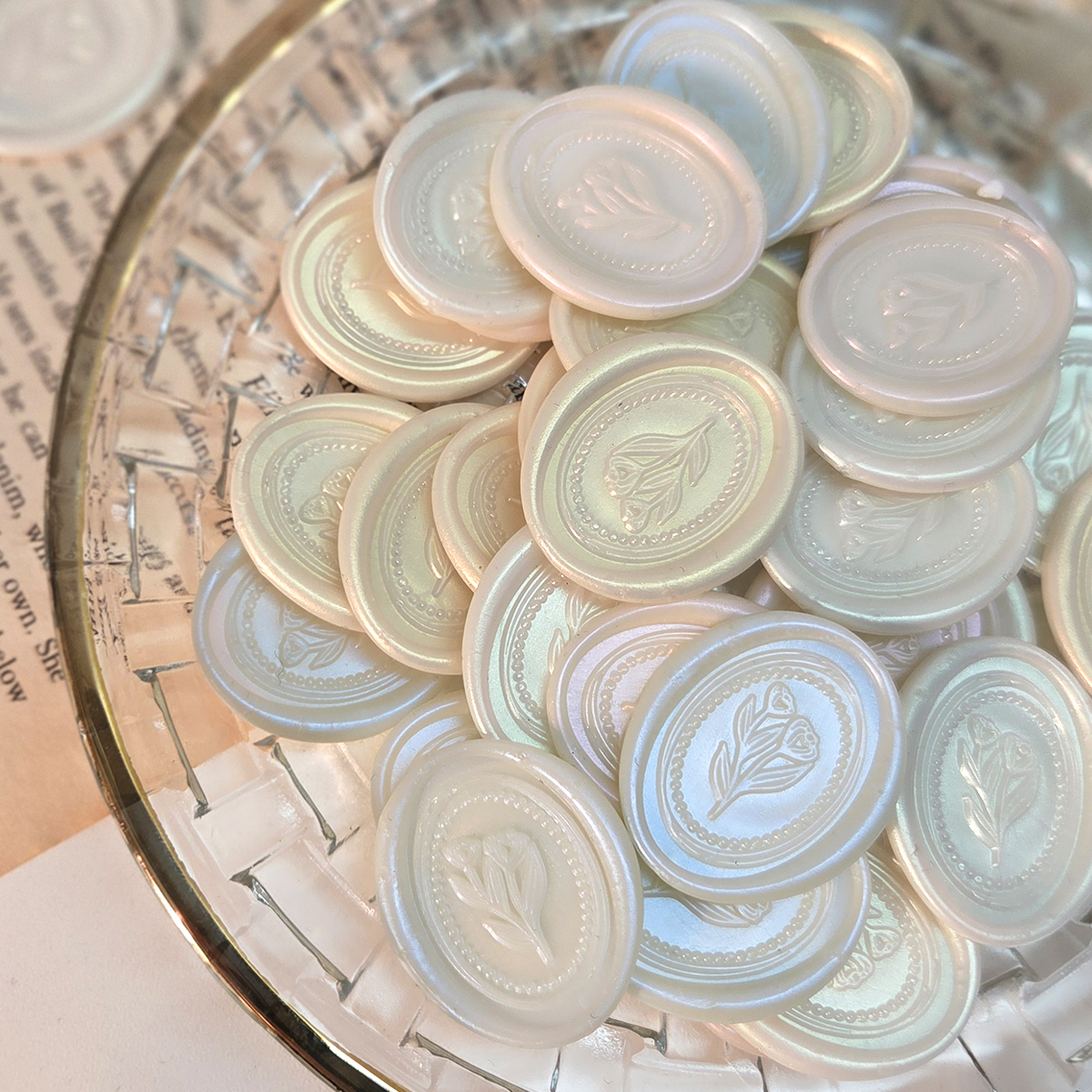 실링왁스 스티커 셀프 청첩장 꾸미기 진주펄 플라워 1p 제품 이미지