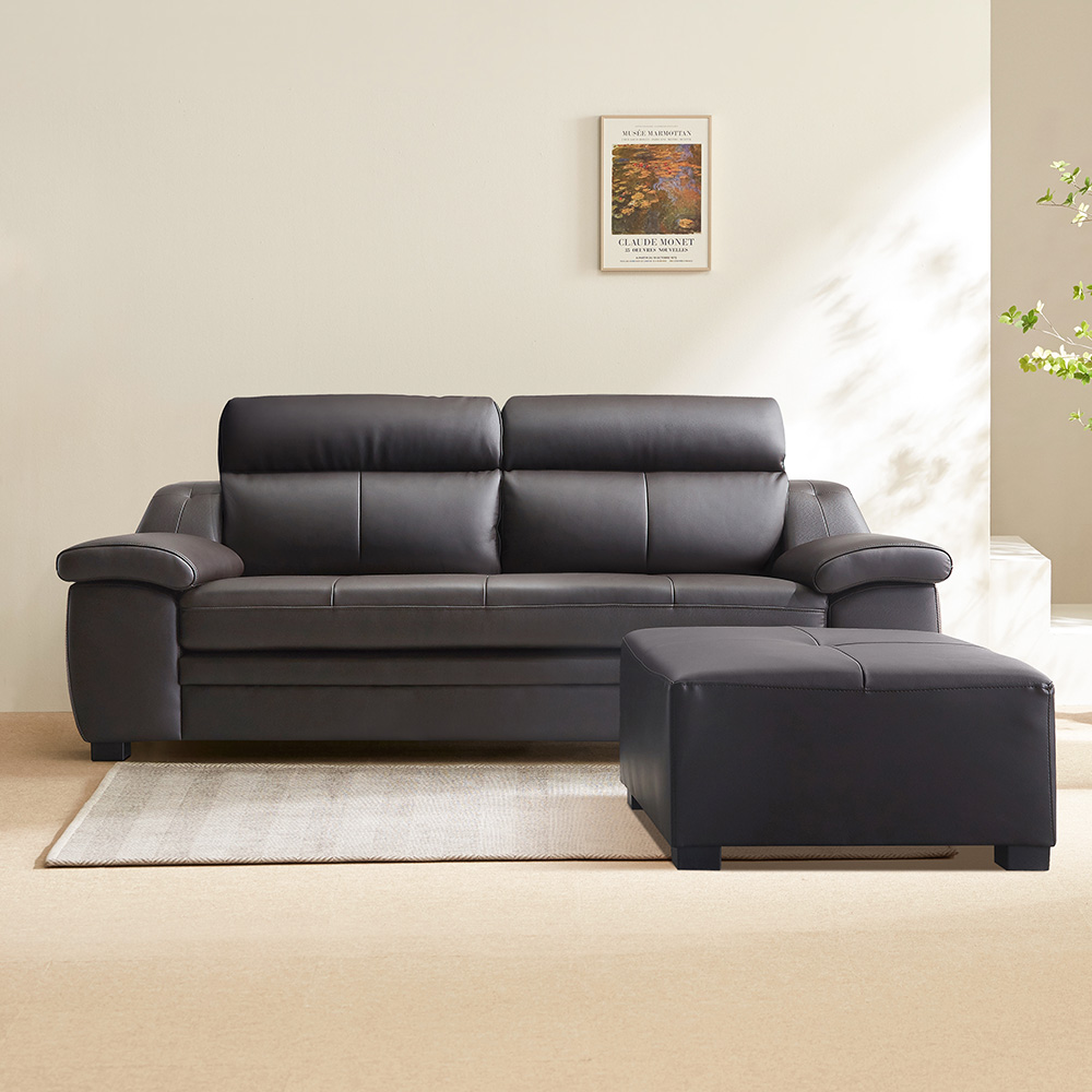 이노센트 데미 천연면피가죽 3인소파+스툴 i105595