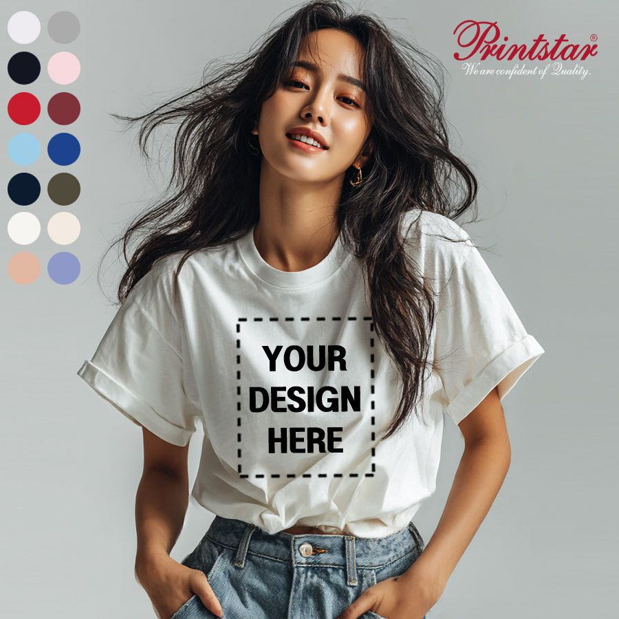 프린트스타 148-HVT 14수 해비 라운드티셔츠 단체티 반티 소량인쇄 1장도제작가능