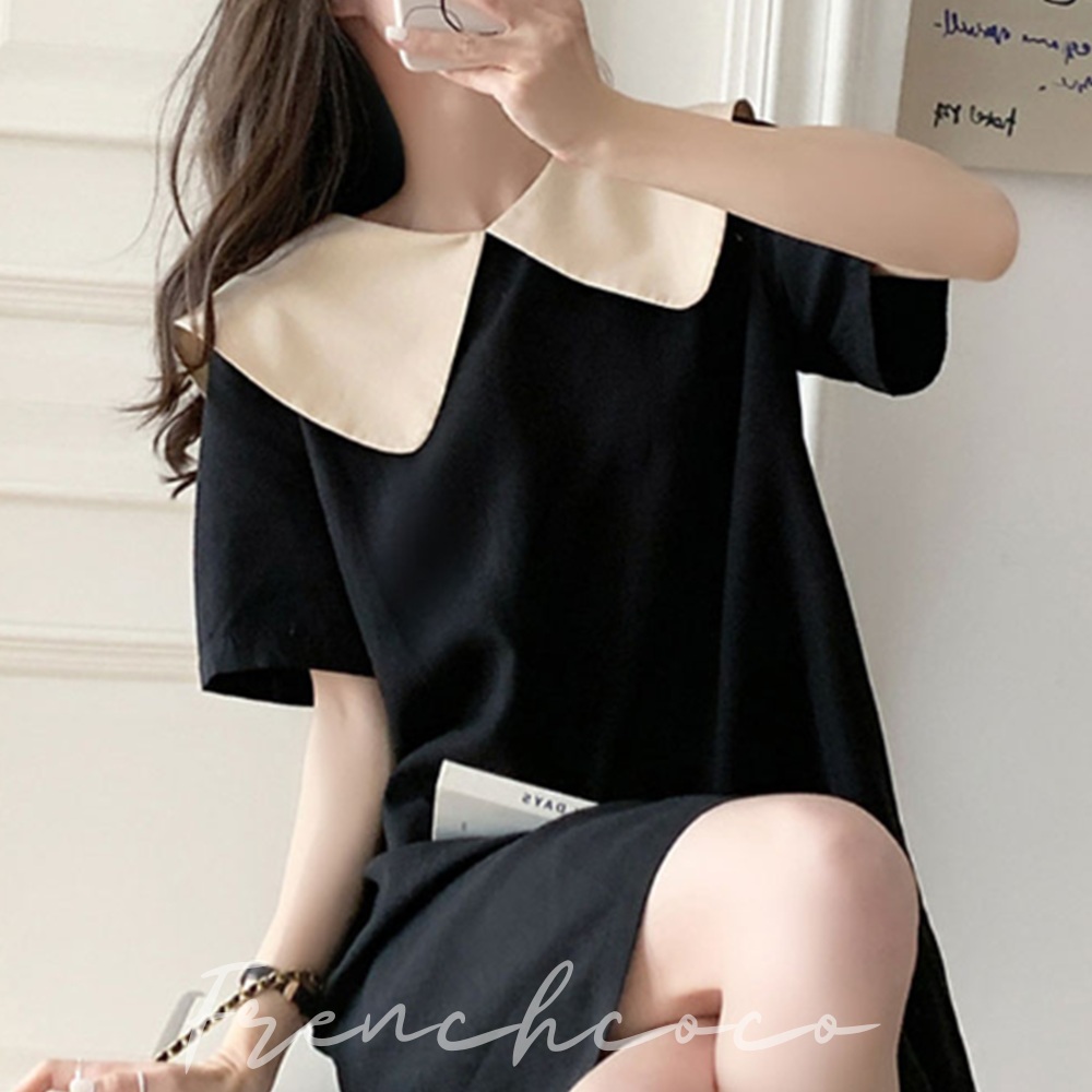 프렌치코코 카라 반팔 원피스 러블리 데이트 하객룩 패션 - 상품 이미지