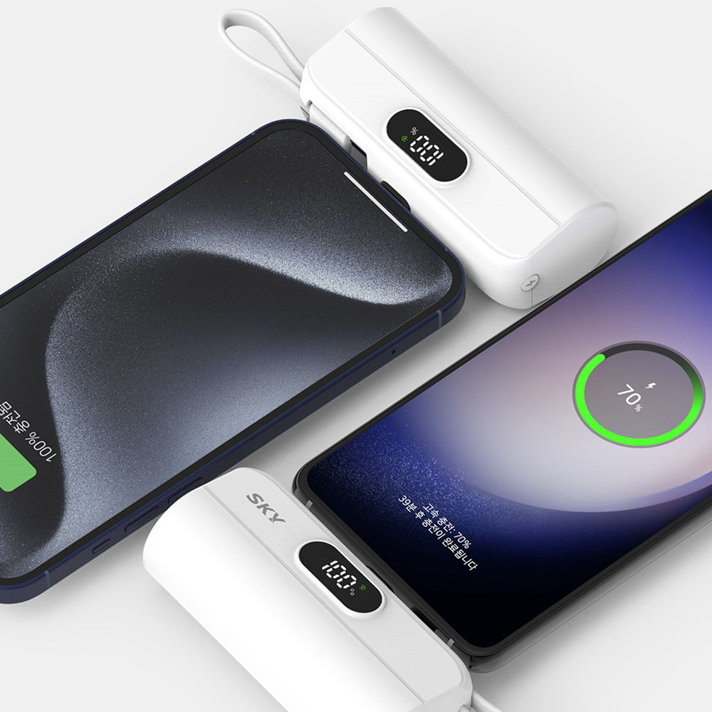 필 X13 Pro 20W C타입 빌트인 디스플레이 도킹형 보조배터리 5000mAh, 화이트 이미지 7