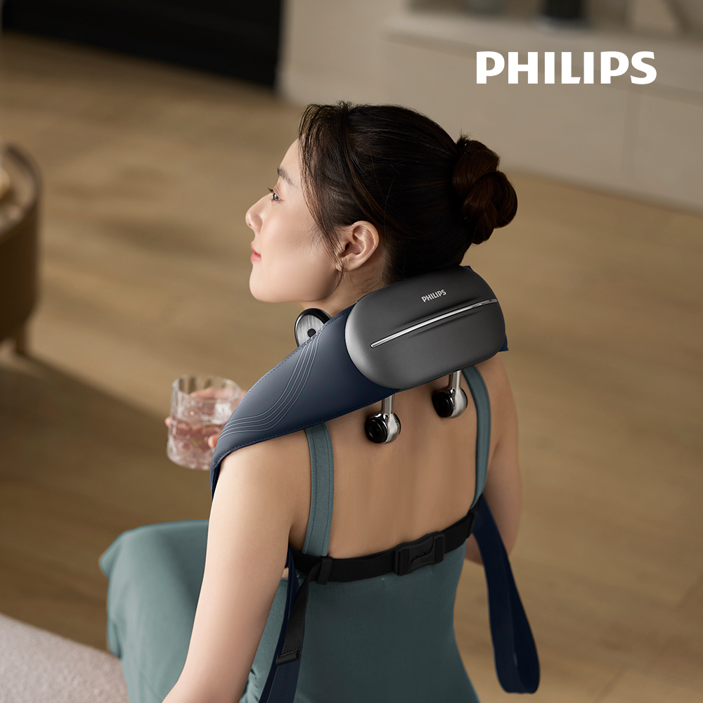 필립스 메탈테라피 목 어깨 마사지기 PPM3523 메탈 헤드 승모근 온열 안마기 지압