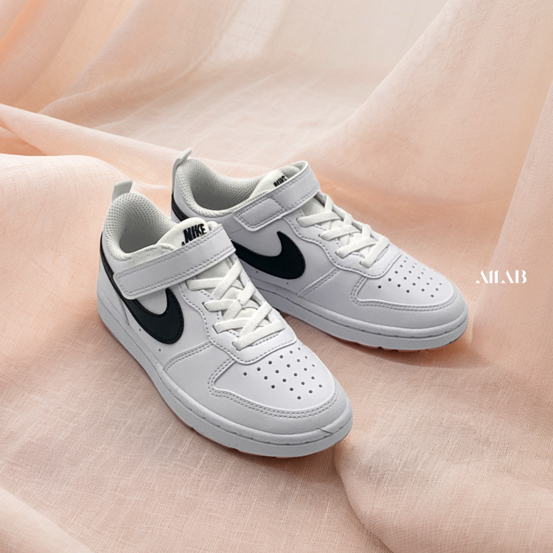 [오늘출발] 나이키 키즈 운동화 코트 버로우 로우 어린이 아동 끈없는 벨크로 신발 화이트(블랙로고), 200