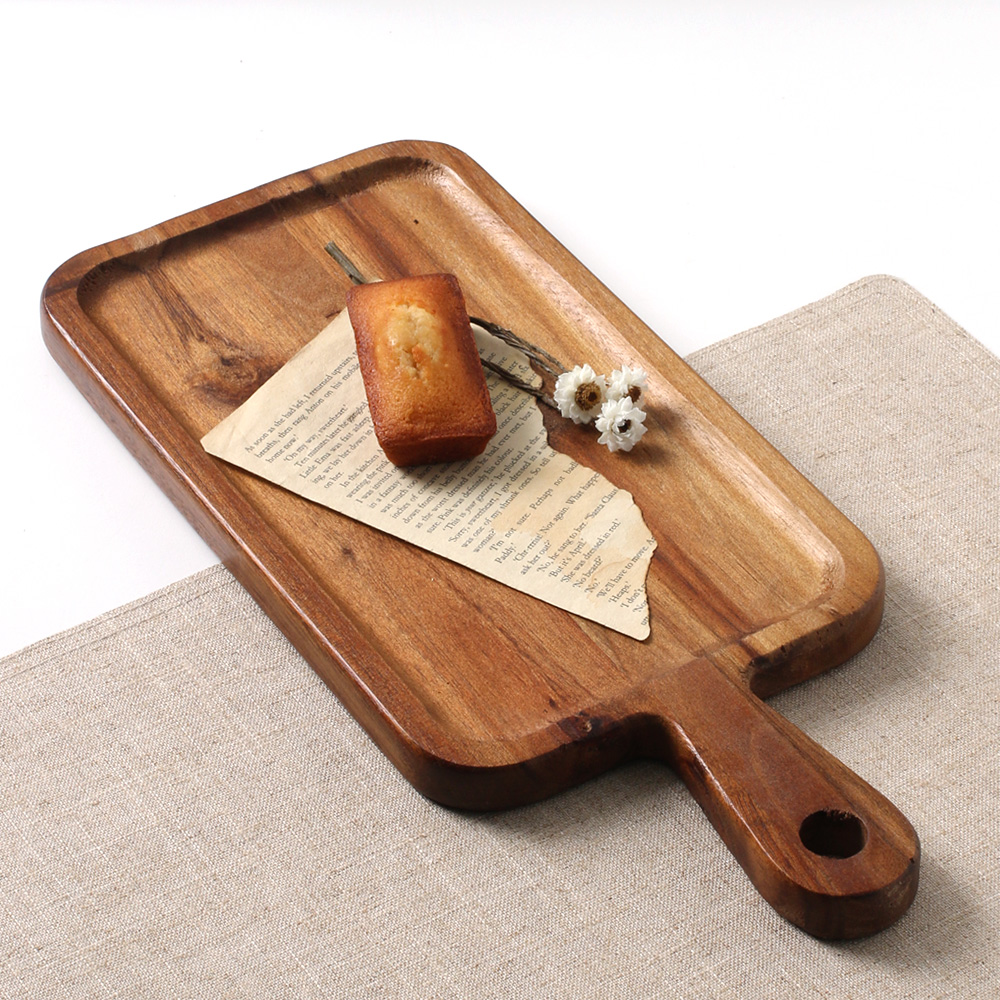 자연리 손잡이 빵 도마 플레이팅 우드 나무 피자 서빙 치즈 보드 29.2x17.2cm - 상세 이미지 2