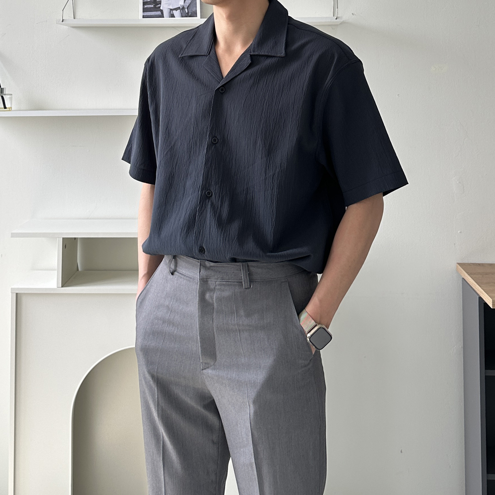남자 반팔셔츠 오픈카라 오버핏 여름 남방 남자 셔츠 - 상세 이미지 5