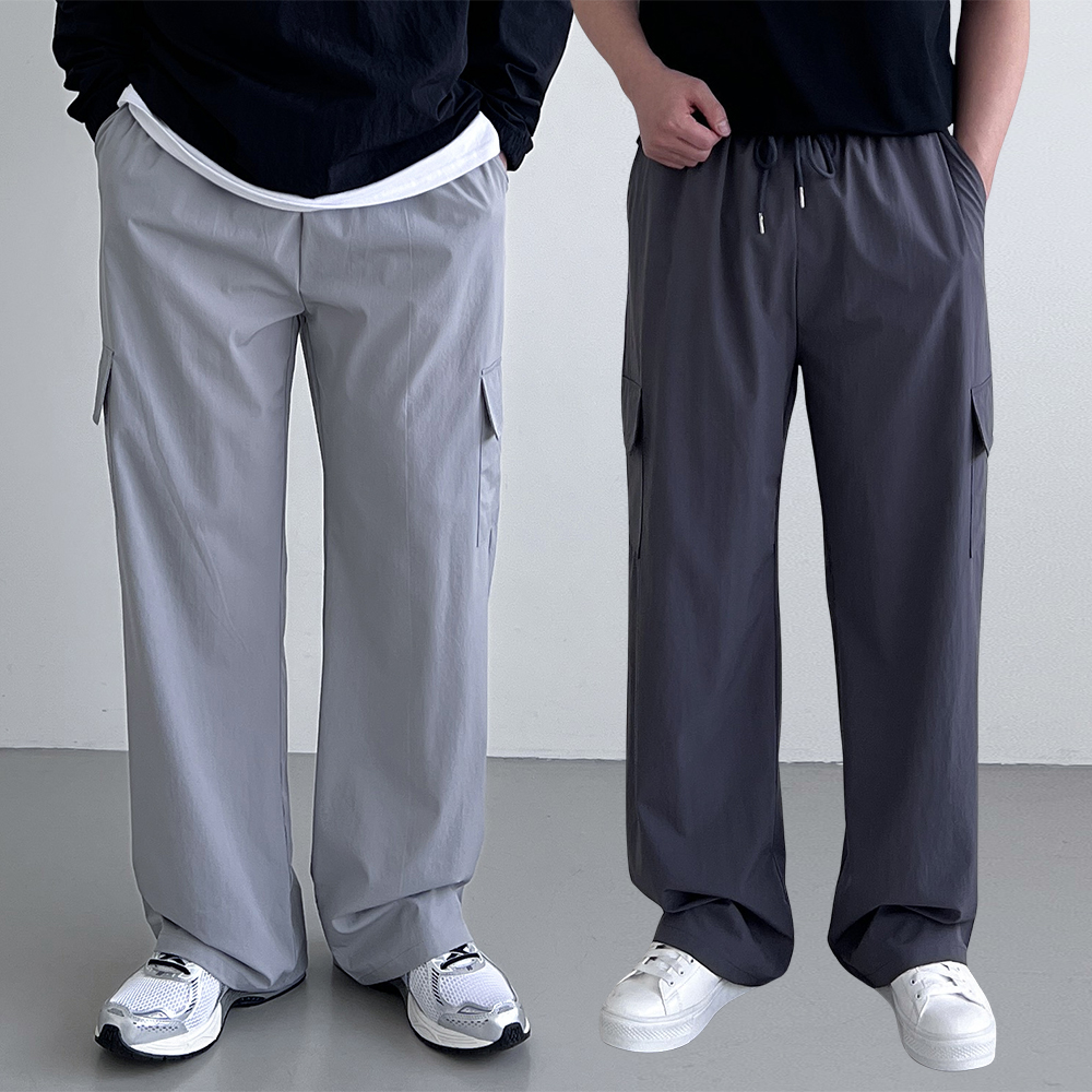 1+1 남자냉장고바지 나일론와이드팬츠 아이스카고팬츠 - 상품 이미지