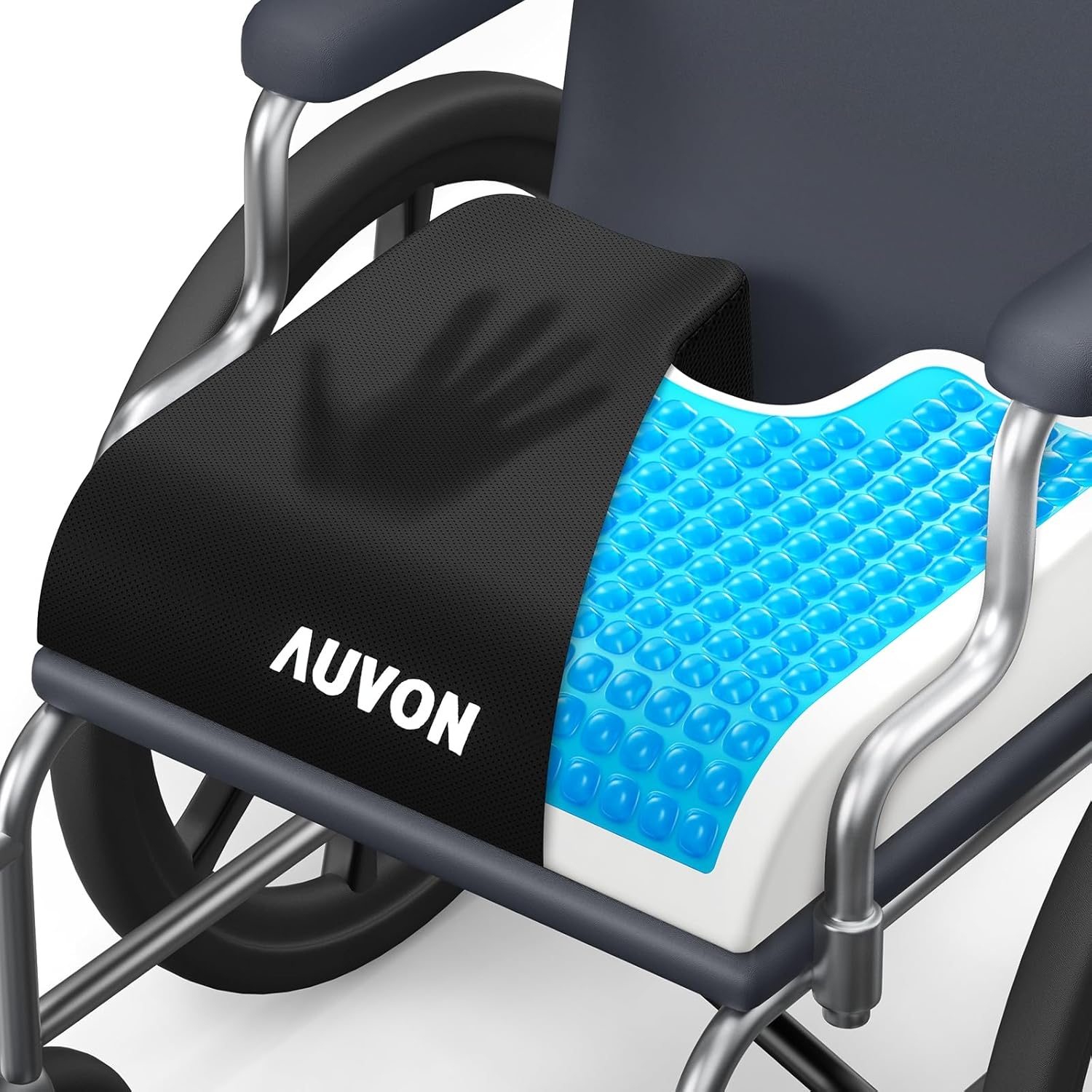 AUVON 오본 의자 등 쿠션 젤 휠체어 방석 - 좌골신경통, 꼬리뼈, 욕창 , 방수 실크 원단, 미끄럼 방지 커버 M7 : 민3트린카