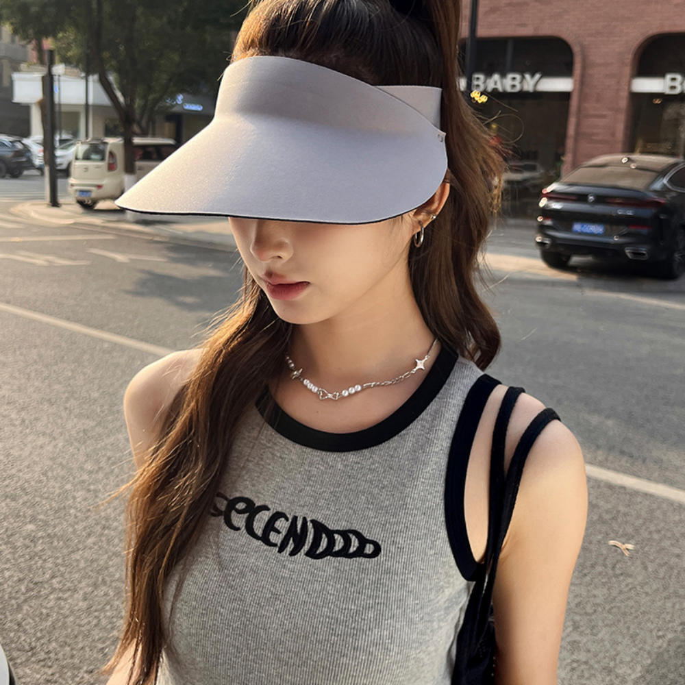 여성 헴라인 썬캡 모자 자외선차단