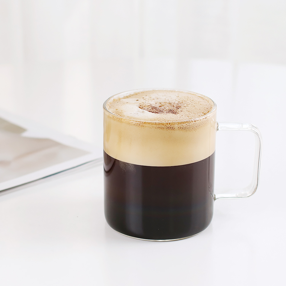내열유리 프롬머그 카페유리컵 360ml, 2개, 손잡이컵 - 메인 이미지
