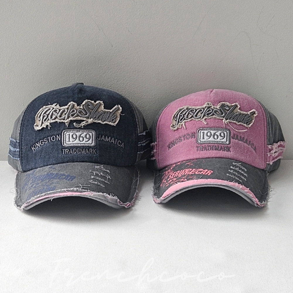 프렌치코코 y2k 스크래치 볼캡 모자 캡모자 야구모자 스트릿 빈티지 피그먼트 워싱 데님