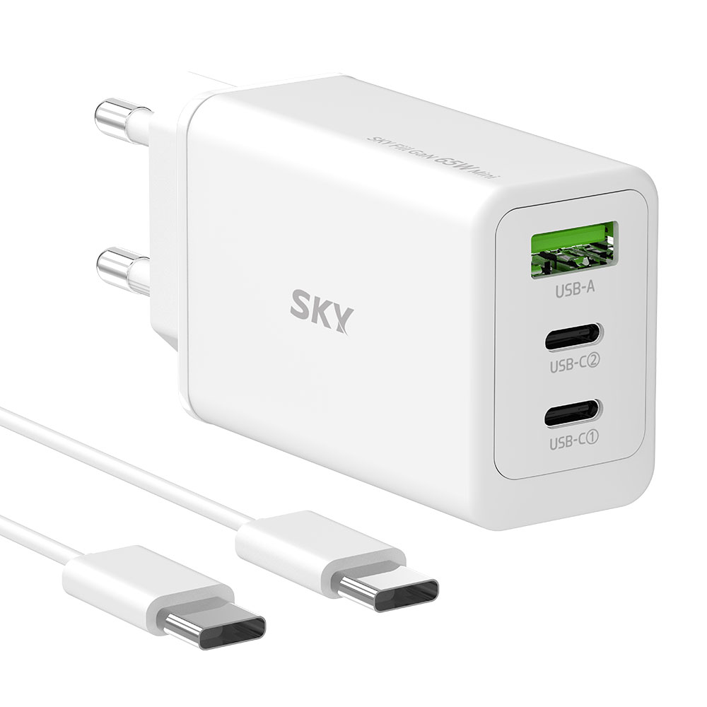 필 GaN65Y 65W PD PPS 3포트 고속 멀티 충전기 + 케이블 화이트