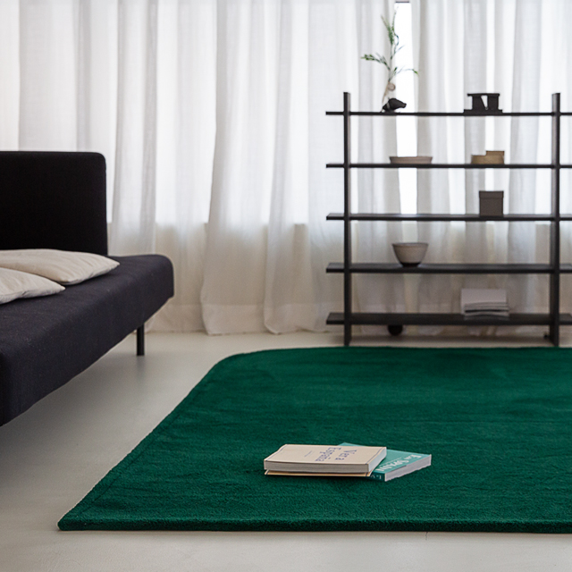 [스케치] 먼지없는 사계절 극세사 러그 거실 카페트 물세탁 단모 대형 그린 150x200