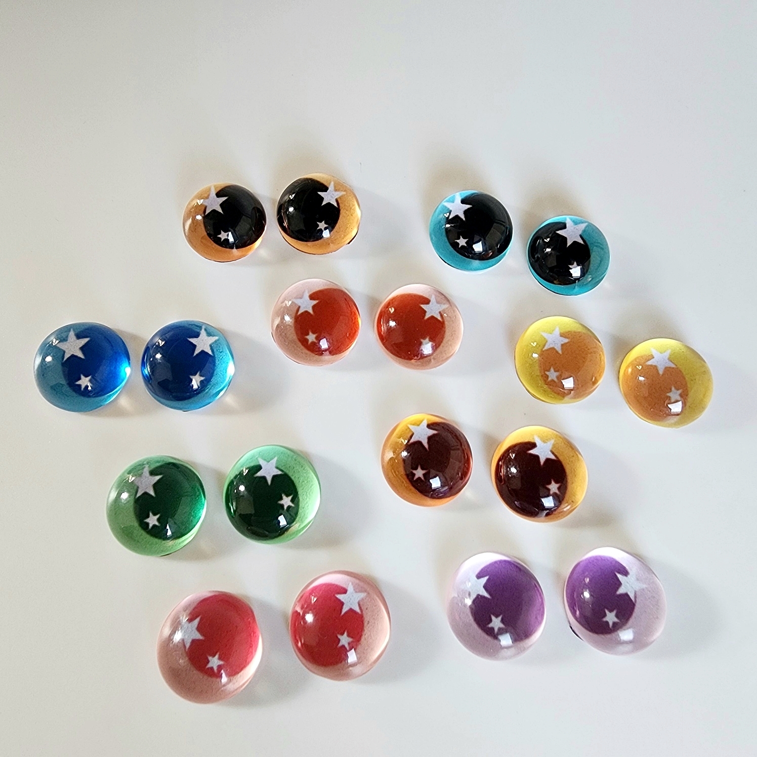 모루 인형 눈 눈알 본드형 별 컬러 유리눈 1쌍(2개) 6mm - 메인 이미지