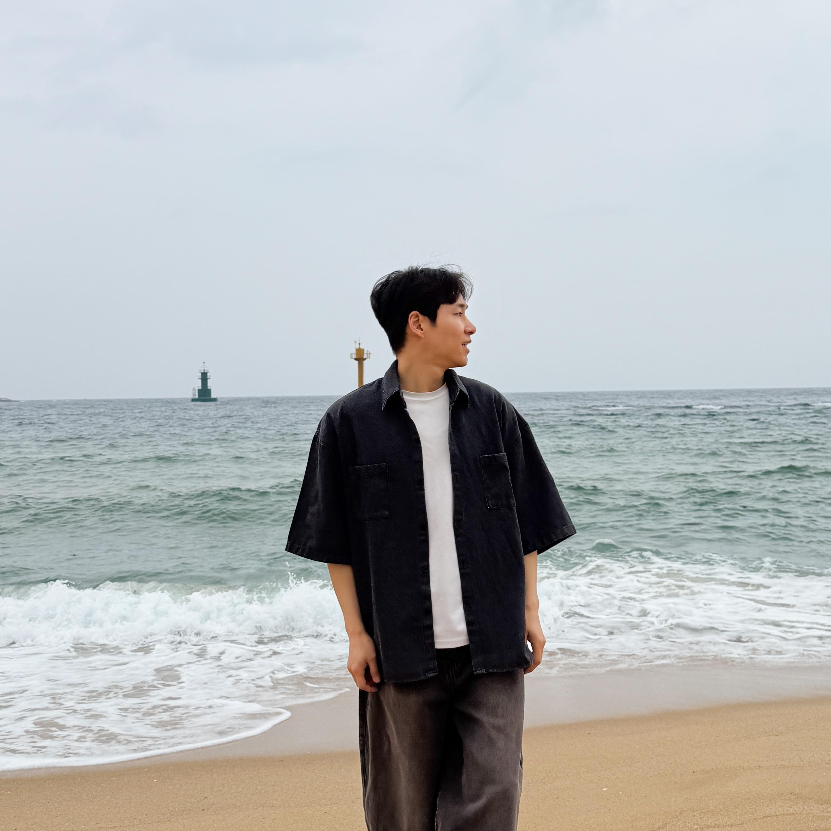 남자반팔데님셔츠 남자반팔청남방 이미지 4