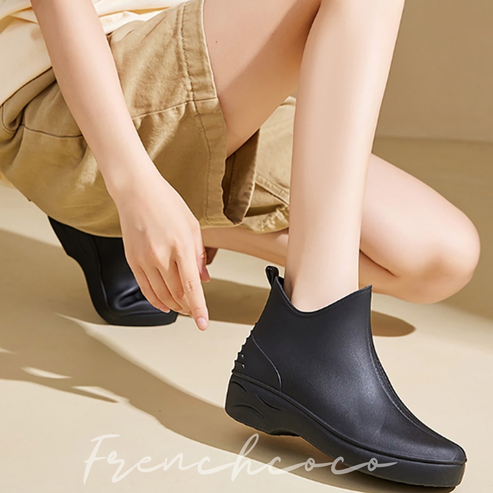 프렌치코코 레인부츠 PVC 숏부츠 발목 장화 장마철 방수신발 패션장화 - 상품 이미지