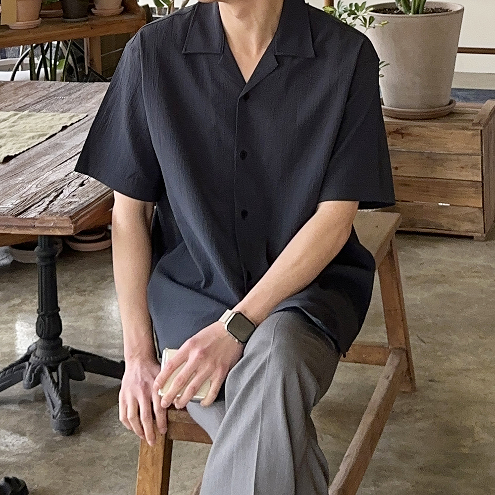 남자 반팔셔츠 오픈카라 오버핏 여름 남방 남자 셔츠