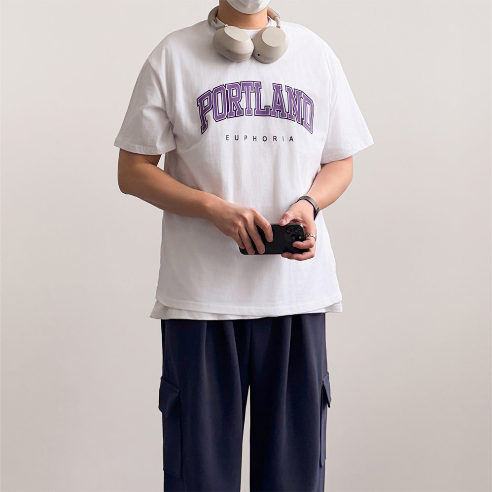 1+1 쿨티셔츠 남자흰티 남자레터링반팔티 - 상품 이미지