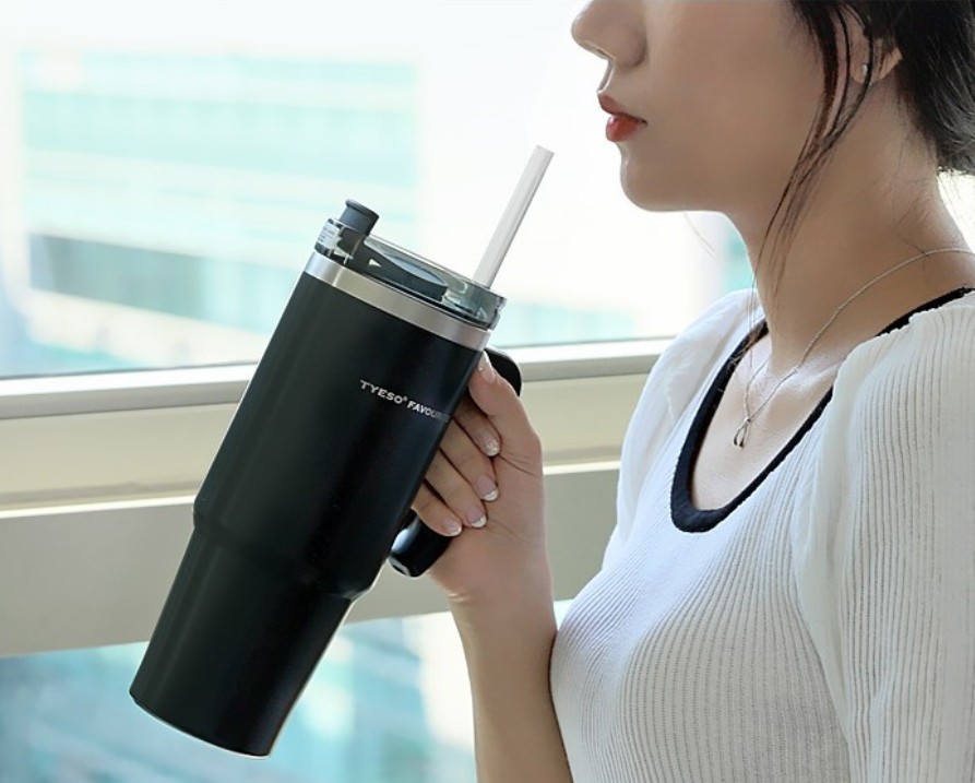 대용량 텀블러 퀜처 보온 보냉텀블러 빨대 손잡이 대형 차량용