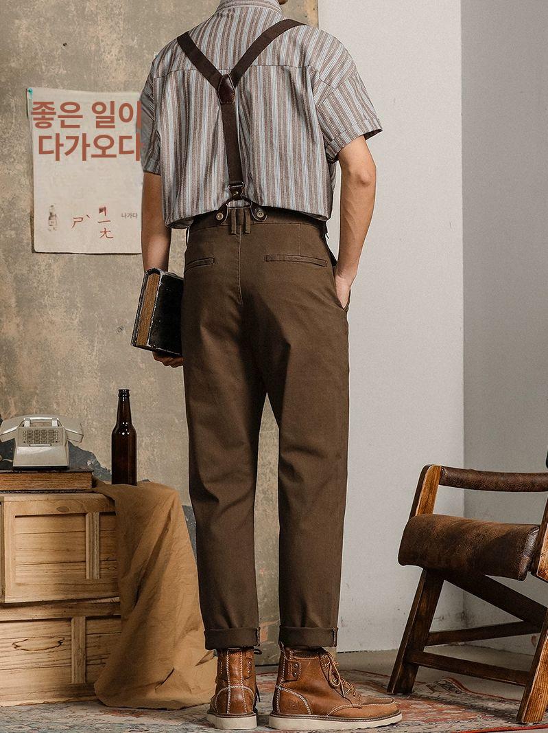 남자멜빵바지 멜빵바지 여름멜빵바지 멜빵청바지 건빵바지 오버롤팬츠 커피색 : 유어셀링