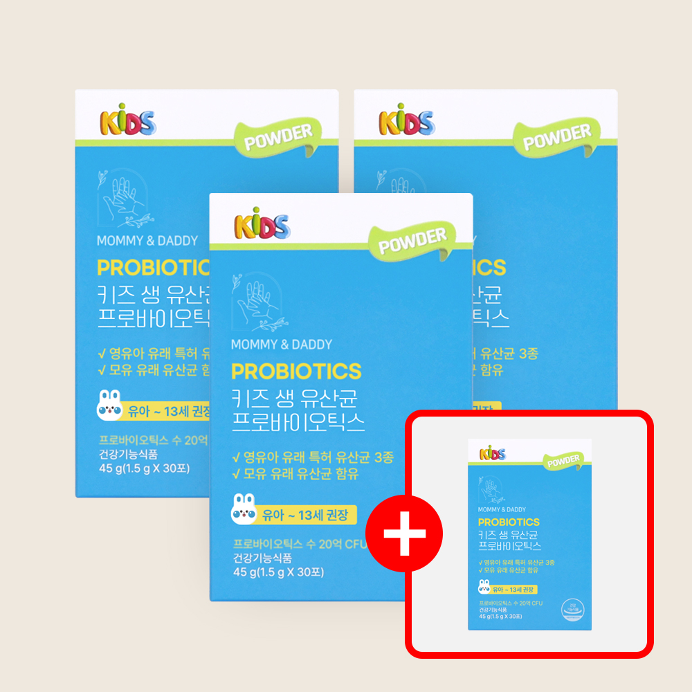 [3+1] 아기유산균 키즈 어린이 유산균 프로바이오틱스 30포, 4개