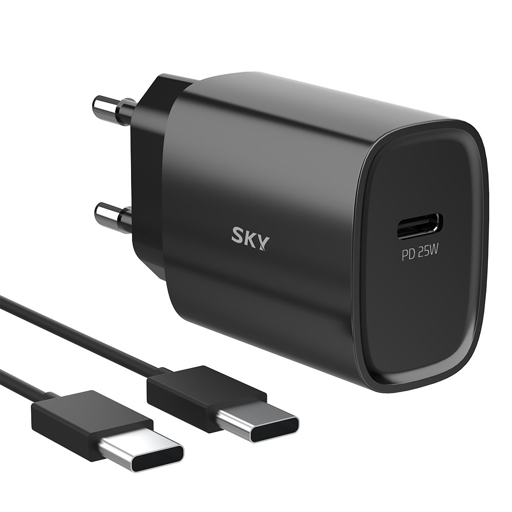 필 Q1X PD 25W 2포트 초고속 충전기 어댑터 + 케이블 블랙