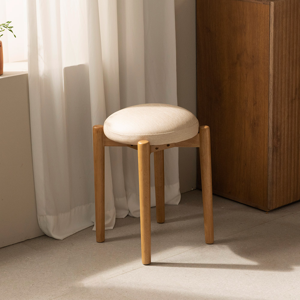 [보조의자] 미코하임 마카롱 원목 다용도 스툴 의자 식탁 인테리어 카페 화장대 체어 그린(내추럴)