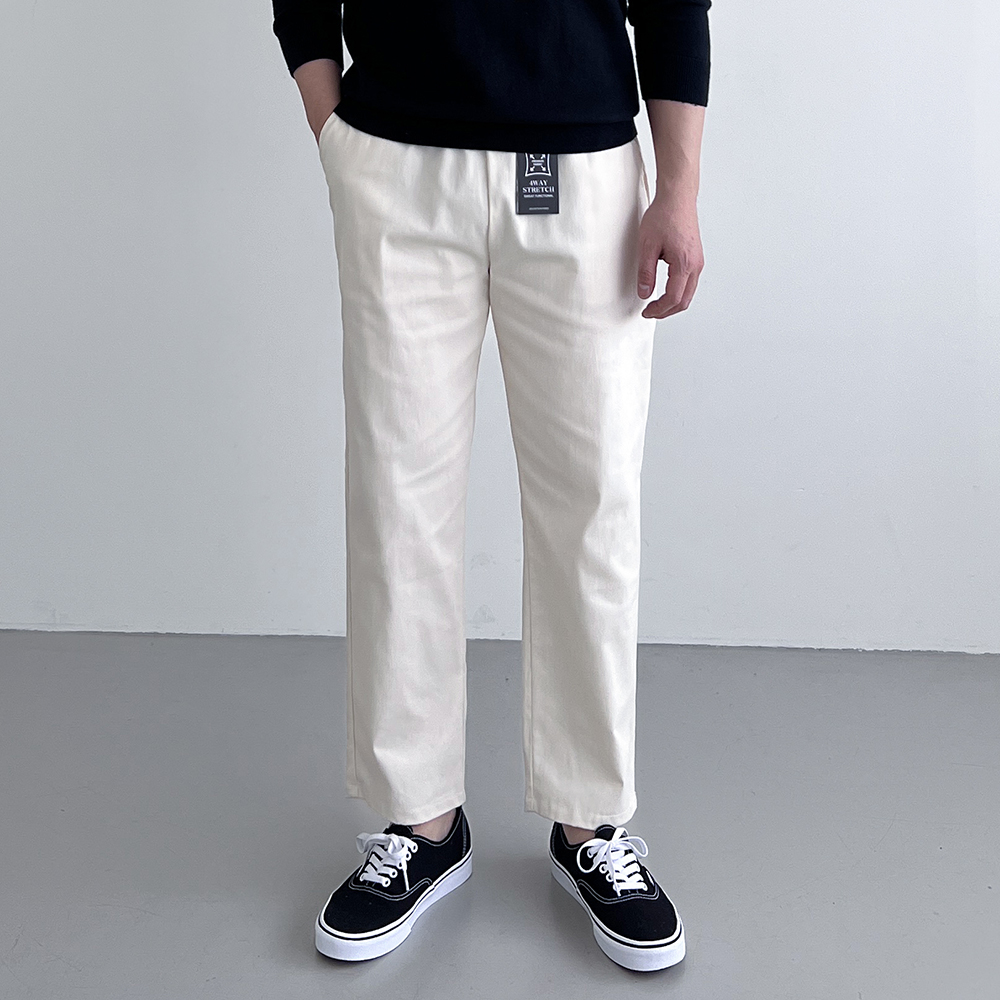 테이퍼드핏 남자밴딩팬츠 치노팬츠 면바지 기지바지 슬랙스 - 상품 이미지