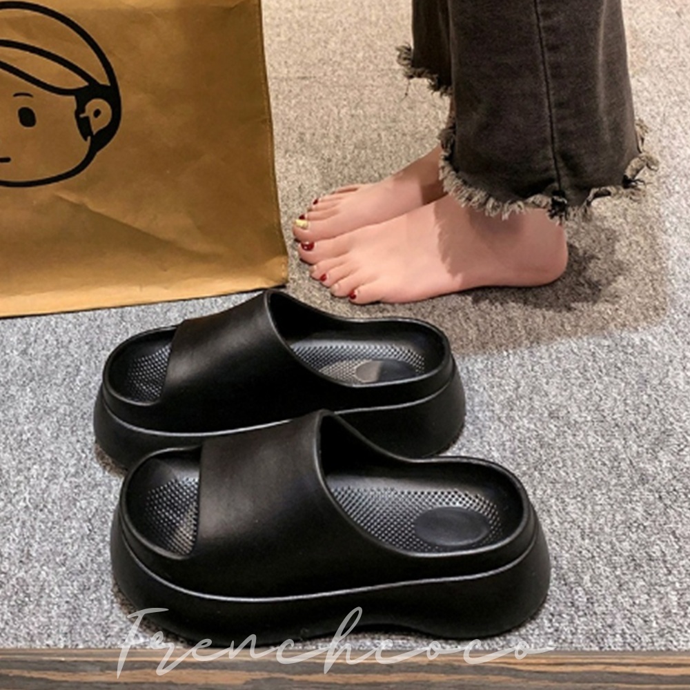프렌치코코 여성 말랑 키높이 슬리퍼 오픈토 통굽 여름 플랫폼샌들 - 상품 이미지