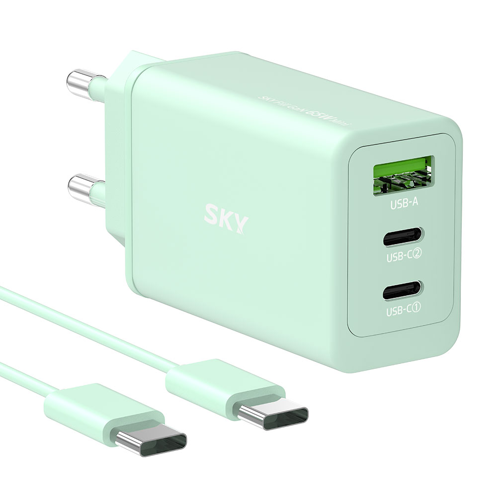 필 GaN65Y 65W PD PPS 3포트 고속 멀티 충전기 + 케이블 민트