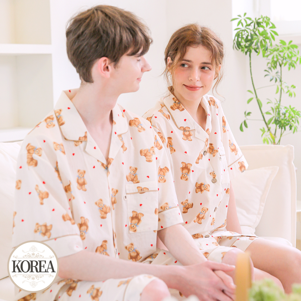 커플 잠옷 홈웨어 여성 남성 빅사이즈 빅베어25S322-422 - 상품 이미지