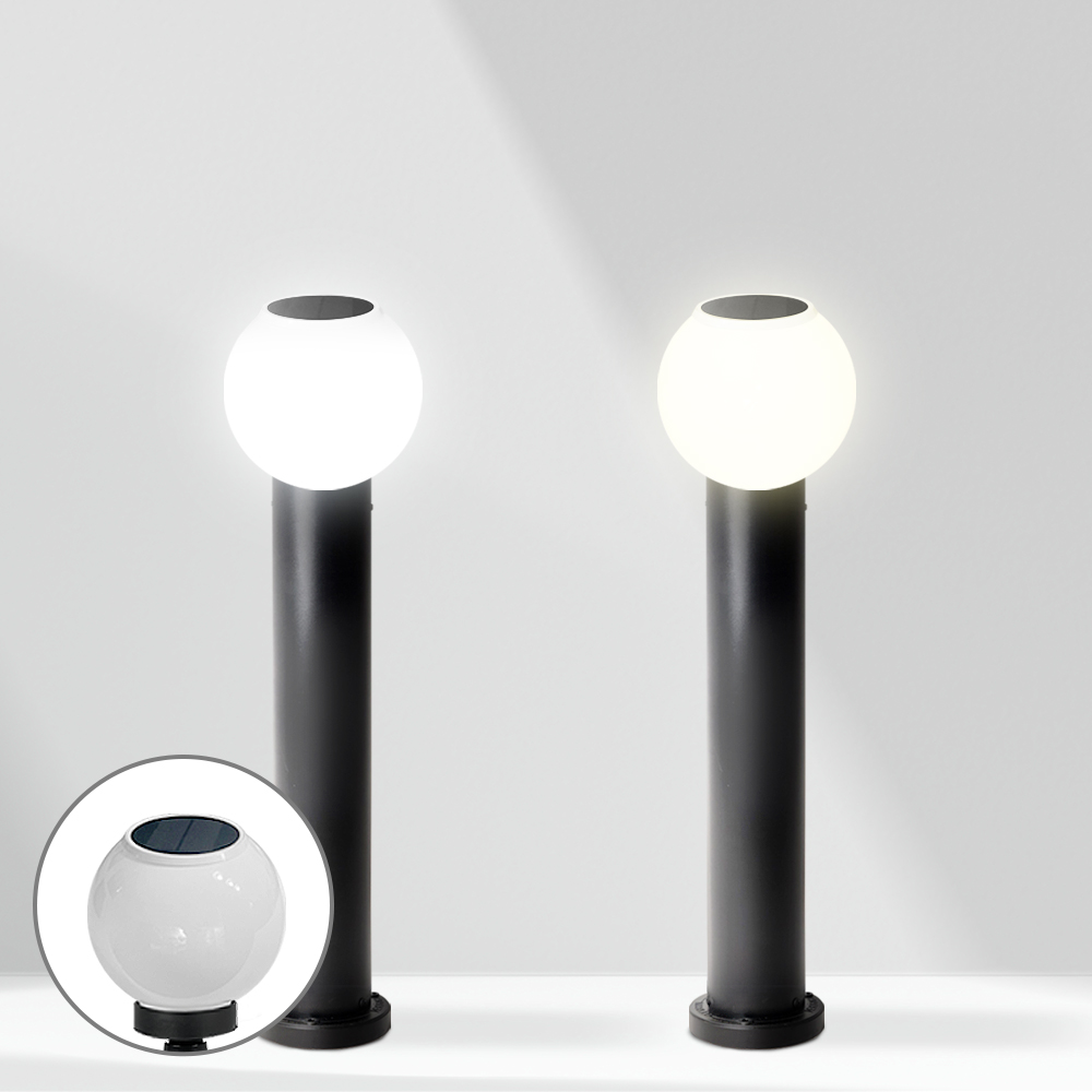 태양광 원형 문주등 정원 볼라드 잔디등 야외 LED 호박등 전구 조명 25호 기둥 60cm - 상품 이미지