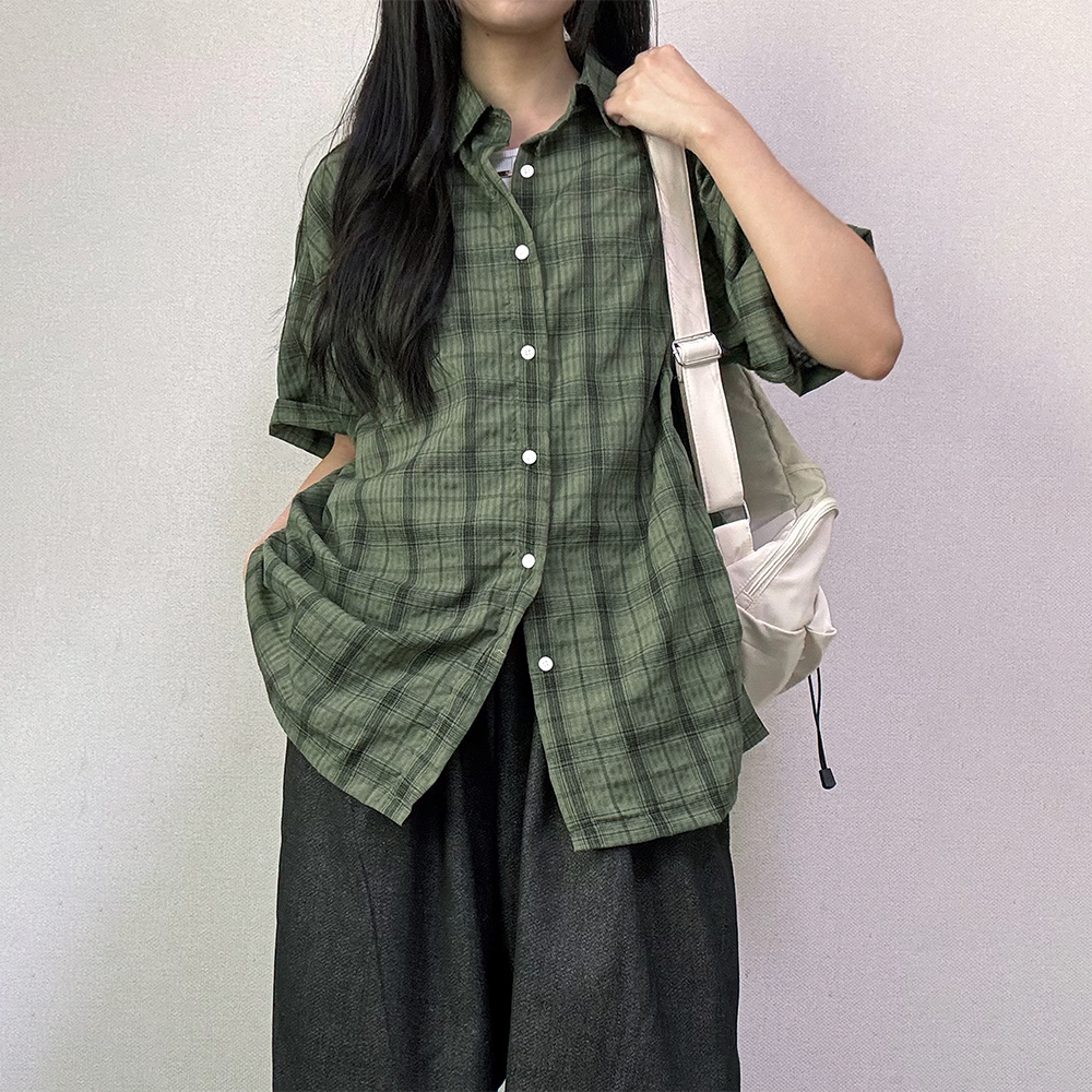 마렌 체크 반팔 셔츠 [2Color] - 상품 이미지