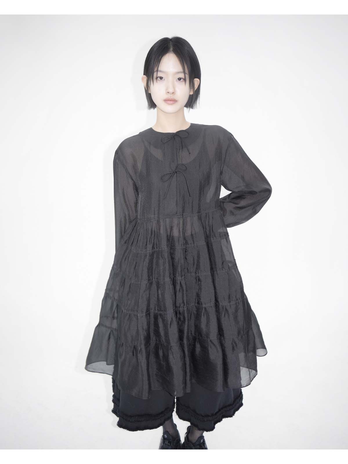 유노이아 EUNOIA FRAYED DENIM PANTS BLACK : TRIPLESTORE