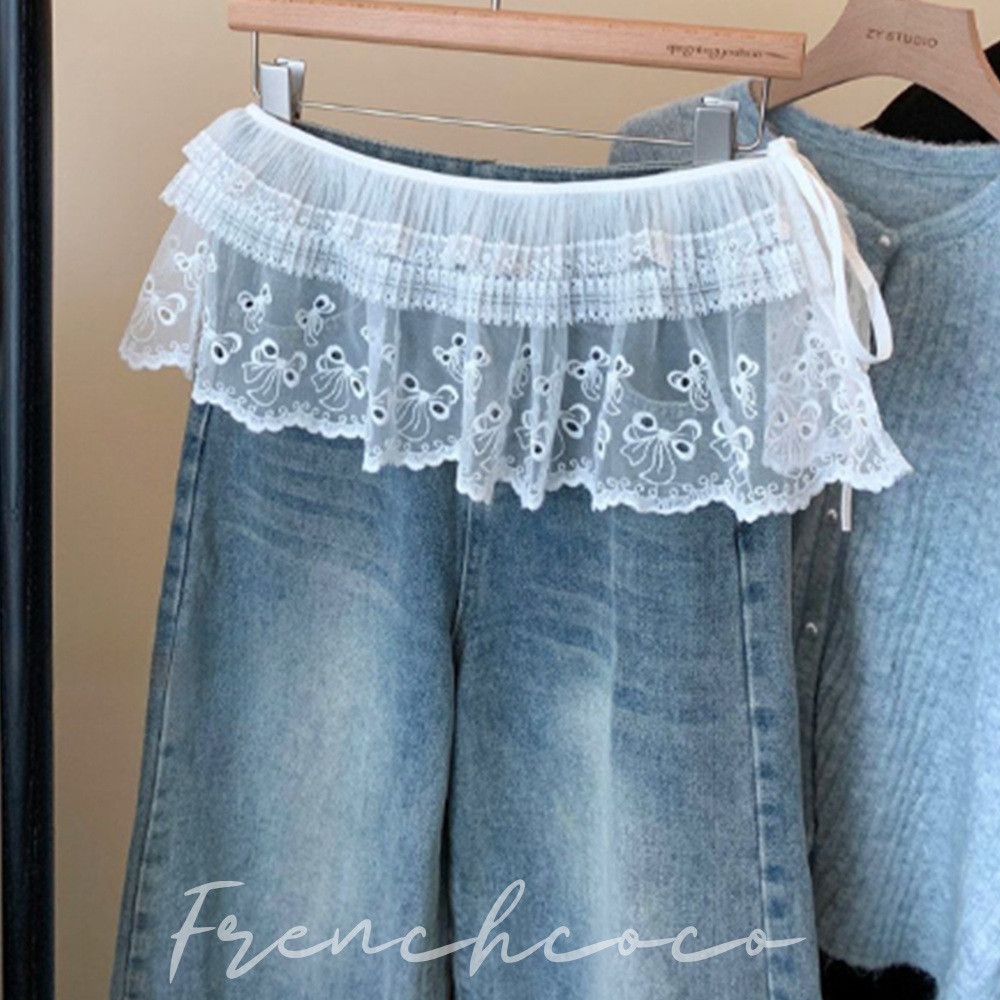 프렌치코코 레이어드 랩스커트 샤스커트 캉캉 레이스 쉬폰 랩 치마 커버업 시스루 - 상품 이미지