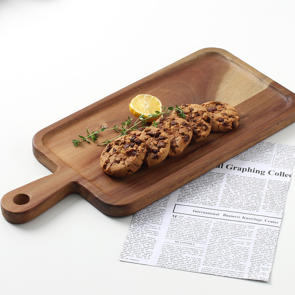 자연리 손잡이 빵 도마 플레이팅 우드 나무 피자 서빙 치즈 보드 32.8x18.6cm - 상세 이미지 2