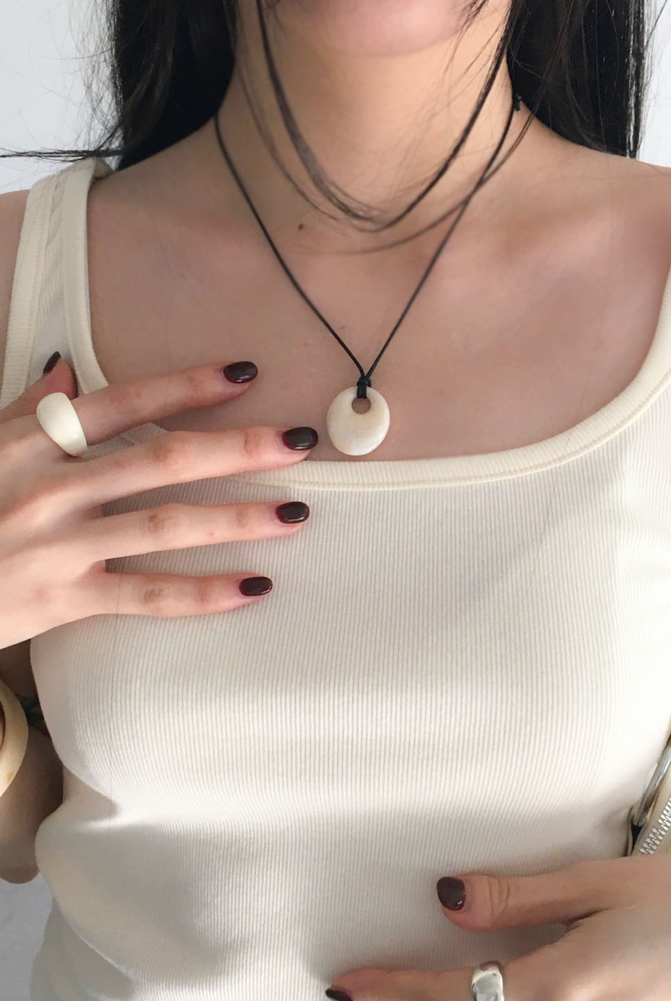 Marble Pendant Necklace 마블 펜던트 네크리스 (길이 조절 가능) 상세 이미지 4