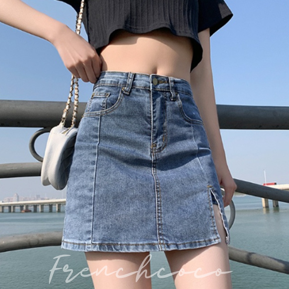 프렌치코코 데님 치마바지 속바지내장 청치마 연청 진청 중청 청스커트 - 상품 이미지
